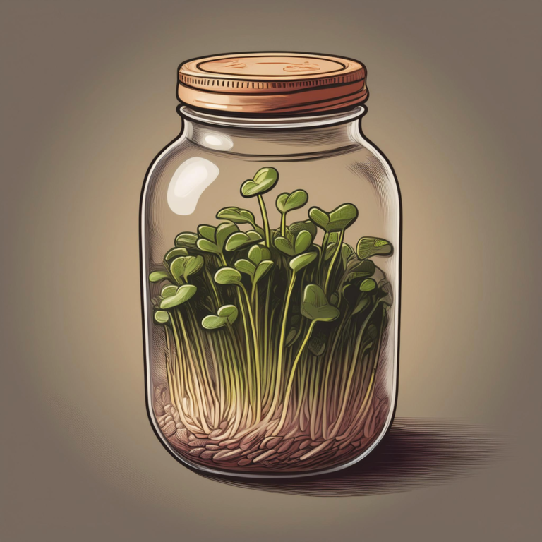 Germinados de alfalfa en frasco de vidrio